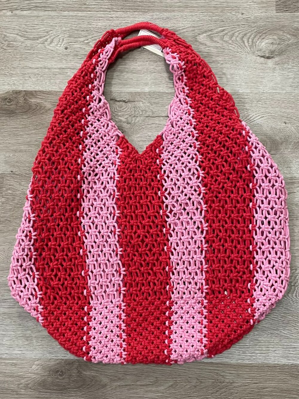 Red Pink Crochet Hobo Bag
